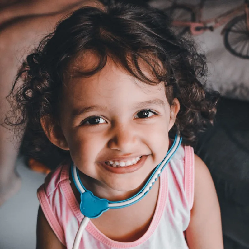 A child being seen for a routine check-up
